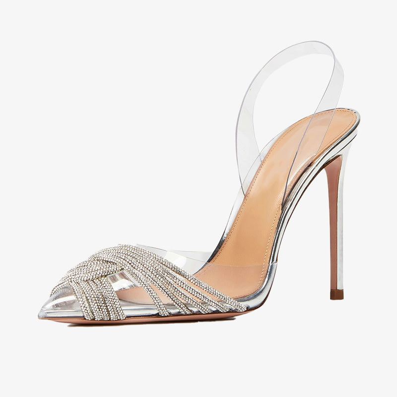 Clear PVC Heels with Sparkling Crystal Detail – ARNOHERITAGE