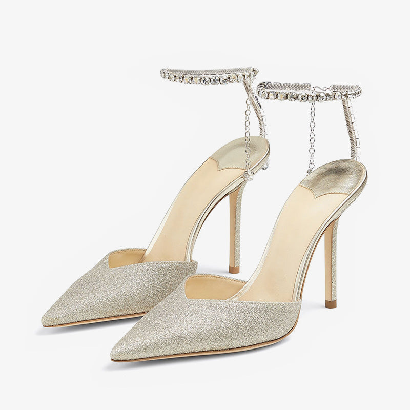 Elegant Silver Glitter Heels